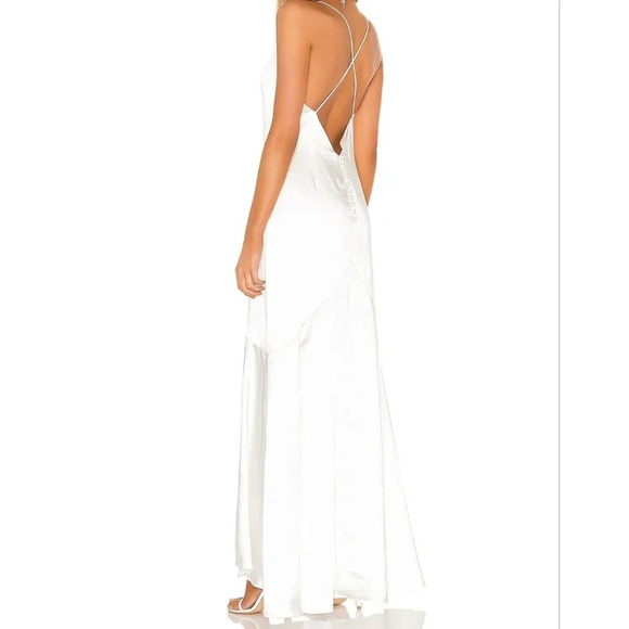 NWT ELLIATT Aisle dress in white satin cowl neckline with low back button accent - Picture 10 of 10